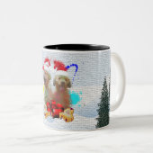 Grappige, Schattigee Labrador Puppies Yapy Christm Tweekleurige Koffiemok (Voorkant rechts)