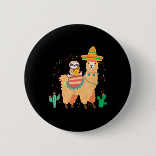 Grappige Schattigee luiaard en lama met taco en me Ronde Button 5,7 Cm