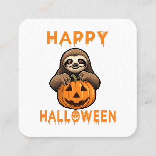 Grappige Schattigee luiaard holding pompoen Vierkante Visitekaartje (Voorkant)