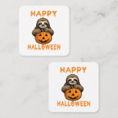 Grappige Schattigee luiaard holding pompoen Vierkante Visitekaartje (Voorkant / Achterkant)