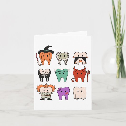 Grappige Schattigee mondhygiëne Monsters Teeth Squ Kaart (Voorkant)