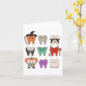 Grappige Schattigee mondhygiëne Monsters Teeth Squ Kaart (Gele Bloem)