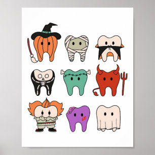 Grappige Schattigee mondhygiëne Monsters Teeth Squ Poster