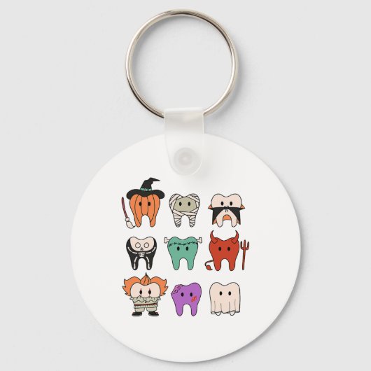 Grappige Schattigee mondhygiëne Monsters Teeth Squ Sleutelhanger (Voorkant)
