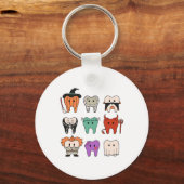 Grappige Schattigee mondhygiëne Monsters Teeth Squ Sleutelhanger (Voorkant)