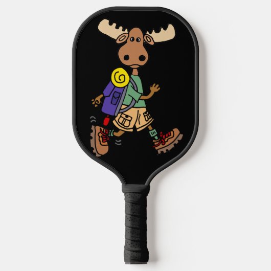Grappige Schattigee Moose Hiking Cartoon Pickleball Paddle (Voorkant)