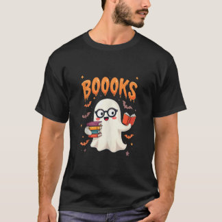 Grappige Schattigee Nerd Ghost Book Lover Hallowee T-shirt