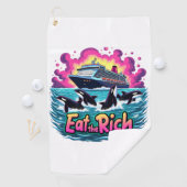 Grappige Schattigee orka walvis eet de rijken Golfhanddoek (Insitu)