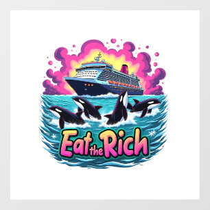 Grappige Schattigee orka walvis eet de rijken Raamsticker