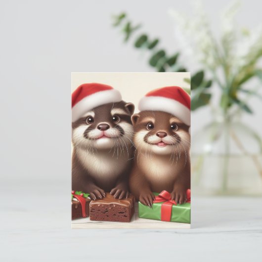 Grappige Schattigee otter bakken kerstkoekjes Briefkaart (Staand voorkant)
