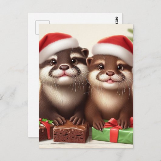 Grappige Schattigee otter bakken kerstkoekjes Briefkaart (Voorkant / Achterkant)