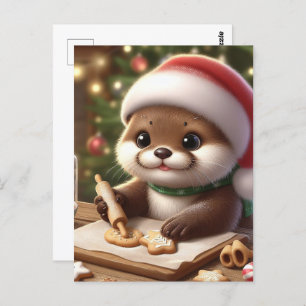 Grappige Schattigee otter bakken kerstkoekjes Briefkaart