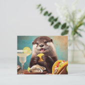 Grappige Schattigee otter met oester taco's en Mar Briefkaart (Staand voorkant)