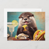 Grappige Schattigee otter met oester taco's en Mar Briefkaart (Voorkant / Achterkant)