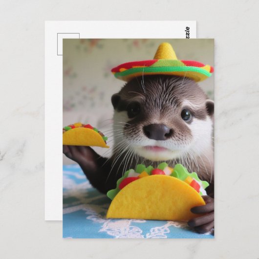Grappige Schattigee otter met taco's Briefkaart (Voorkant / Achterkant)