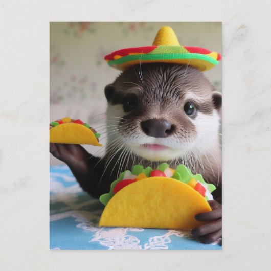 Grappige Schattigee otter met taco's Briefkaart (Voorkant)