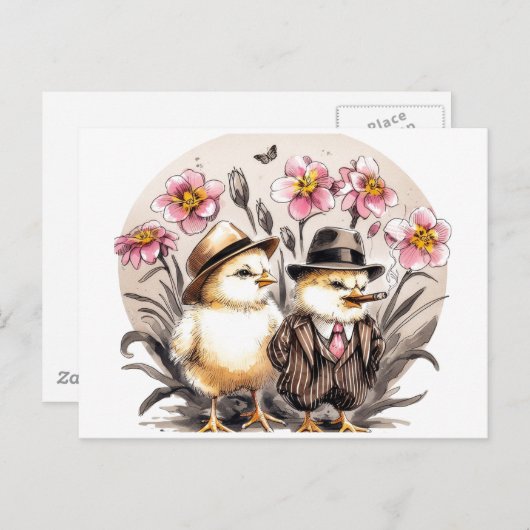 Grappige Schattigee paaskuikens Briefkaart (Voorkant / Achterkant)