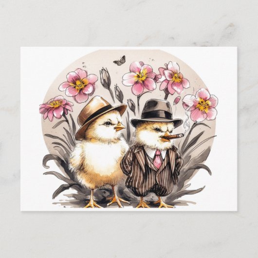 Grappige Schattigee paaskuikens Briefkaart (Voorkant)