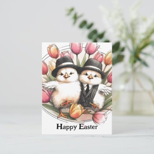 Grappige Schattigee  paaskuikens Briefkaart (Staand voorkant)