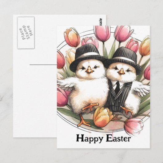 Grappige Schattigee  paaskuikens Briefkaart (Voorkant / Achterkant)
