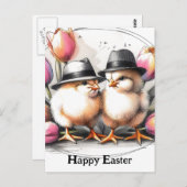 Grappige Schattigee paaskuikens in Petten Briefkaart (Voorkant / Achterkant)