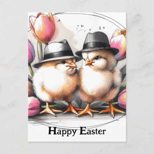 Grappige Schattigee paaskuikens in Petten Briefkaart (Voorkant)