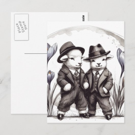 Grappige Schattigee paaslammeren in pakken Briefkaart (Voorkant / Achterkant)
