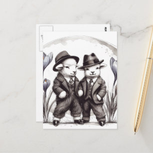 Grappige Schattigee  paaslammeren in pakken Briefkaart