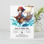 Grappige Schattigee piratenverjaardag Kaart (Staand voorkant)