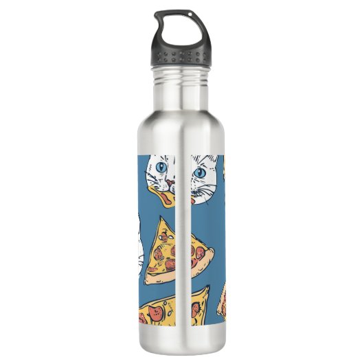 Grappige Schattigee Pizza Cat Pattern Thermische T Waterfles (Achterkant)