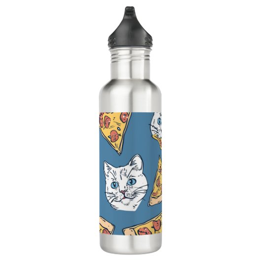Grappige Schattigee Pizza Cat Pattern Thermische T Waterfles (Rechts)