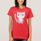 Grappige Schattigee roze kitty cat met tevreden gl T-shirt (Voorkant)