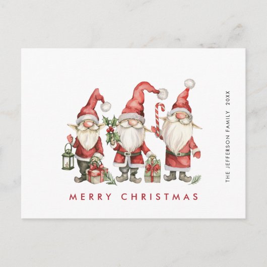 Grappige Schattigee Santa Gnomes Kerstvakantie Briefkaart (Voorkant)
