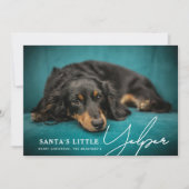 Grappige Schattigee Santa's Little Yelper' Dog Fot Feestdagenkaart (Voorkant)