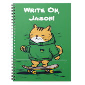 Grappige Schattigee Schaatsen kat op skateboard Notitieboek (Voorkant)