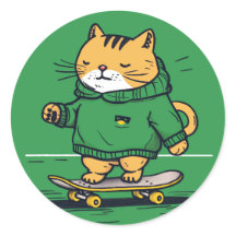 Grappige Schattigee Schaatsen kat op skateboard