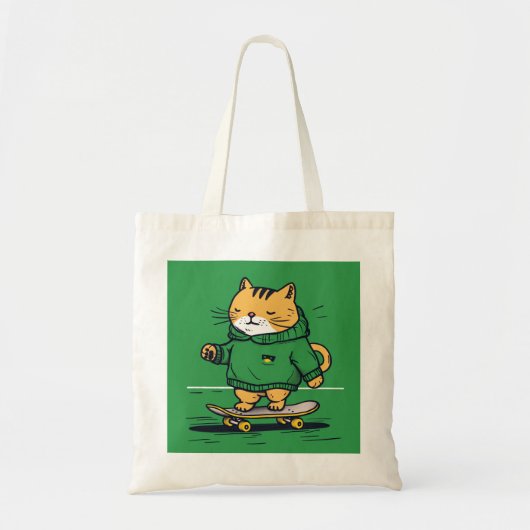 Grappige Schattigee Schaatsen kat op skateboard Tote Bag (Voorkant)