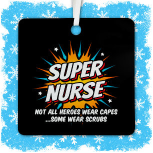 Grappige Schattigee Superhero Super Nurse Waarderi Metalen Ornament