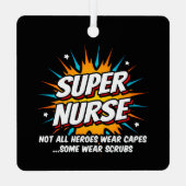 Grappige Schattigee Superhero Super Nurse Waarderi Metalen Ornament (Achterkant)