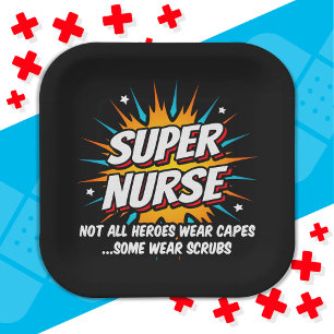 Grappige Schattigee Superhero Super Nurse Waarderi Papieren Bordje