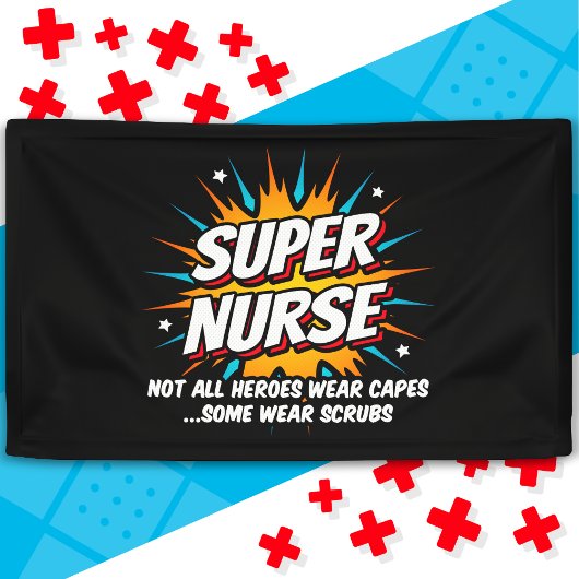 Grappige Schattigee Superhero Super Nurse Waarderi Spandoek