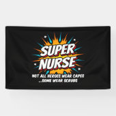 Grappige Schattigee Superhero Super Nurse Waarderi Spandoek (Horizontaal)