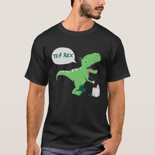 Grappige Schattigee Tea Rex Tyrannosaurus Dino Dri T-shirt (Voorkant)