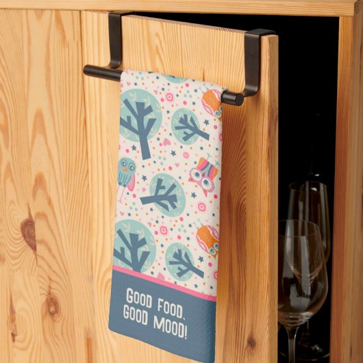 Grappige Schattigee uilen patroon gepersonaliseerd Theedoek