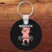 Grappige Schattigee Varken Workout Gym Fitness Gew Sleutelhanger (Voorkant)
