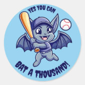Grappige Schattigee vleermuis Ja Je kunt een duize Ronde Sticker (Voorkant)