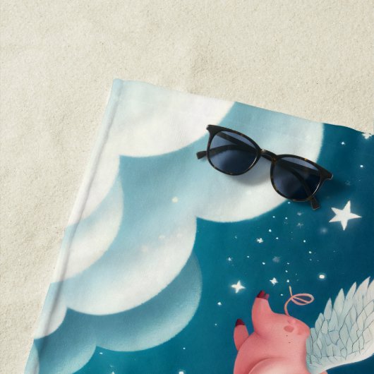 Grappige Schattigee Vliegende Varkens in de Sterre Strandlaken (In situ)