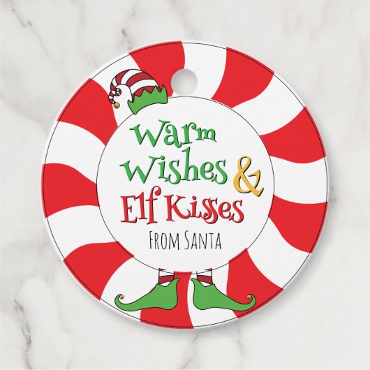 Grappige Schattigee warme wensen & elf kusjes Bedankjes Labels (Voorkant)