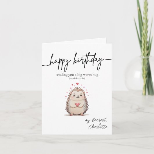 Grappige & Schattigee Waterverf Hedgehog Verjaarda Kaart (Voorkant)