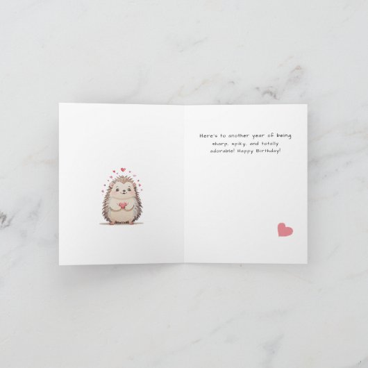 Grappige & Schattigee Waterverf Hedgehog Verjaarda Kaart (Binnen)